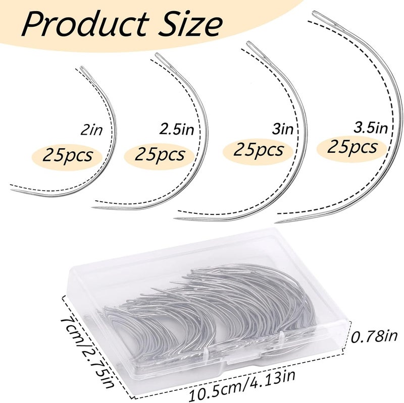 ZMAAGG 100 PCS Curved Needles, Sewing Needles, Leather and Weaving Needles for Carpet Leather Canvas Repairing, Blocking Knitting, Modelling and Crafts - Image 2